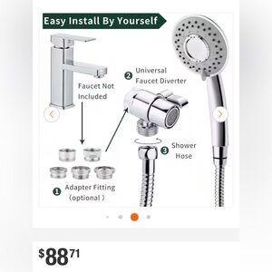 Chrome Faucet Shower Diverter with Handheld Shower Hose